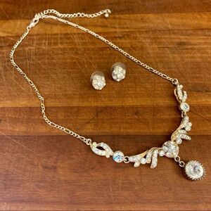 CZ Vintage Style Costume Necklace and Earring Set